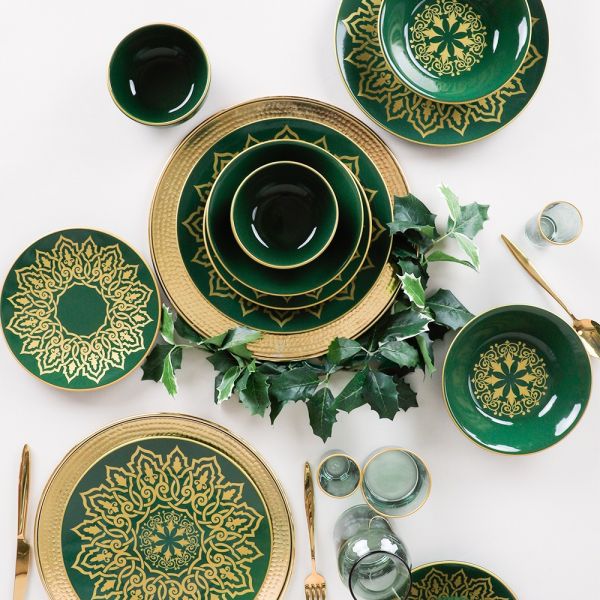 Topkapı Yeşil Yemek Takımı 24 Parça 6 Kişilik | Keramika