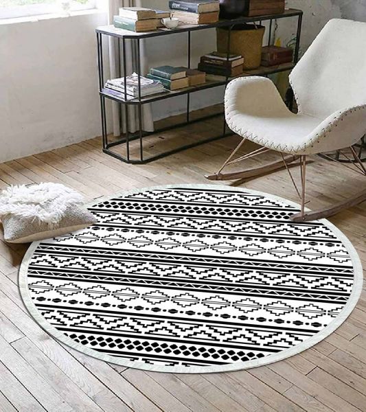 Birkilim Yuvarlak Yıkanabilir Dekoratif Halı İpeksi Kaymaz Taban | MLN-IP-YU-HS-549