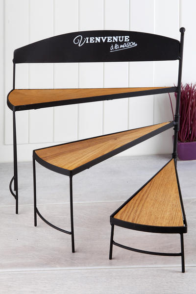 Ahşap Tabanlı Vintage Lüx 3 Katlı Ayarlanabilir Raf Stand