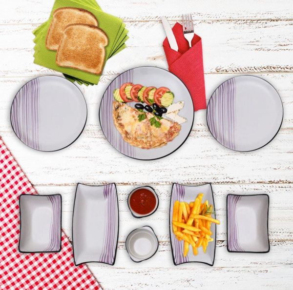 Tuna 15 Parça Seramik Kahvaltı Takımı- Lila 