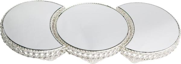 Dematex Lüks Kristal El Yapımı Dekoratif Tepsi - Gümüş Aynalı Parlak Taş