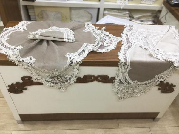 Ensemble de salon en velours 5 pièces Elfin Cappucino