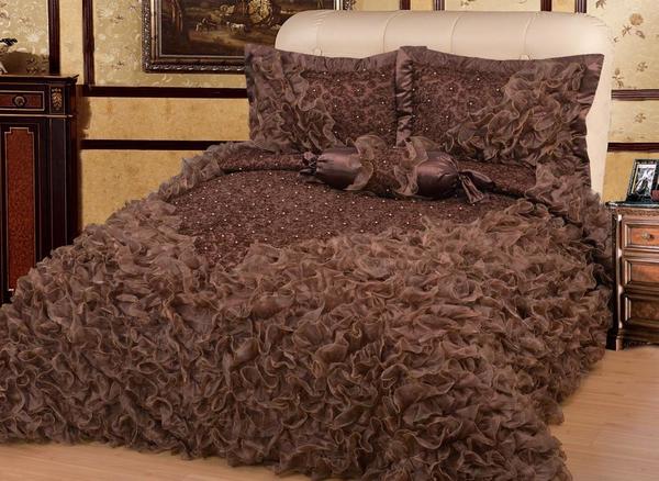 Dematex Deluxe Saten Yatak Örtüsü Seti Gelincik Çift Kişilik | Kahverengi | Deluxe-BR