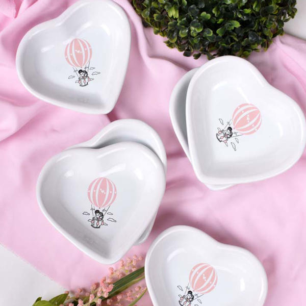 Pink Love Balon Kalp Çerezlik 14 Cm 6 Adet | Keramika