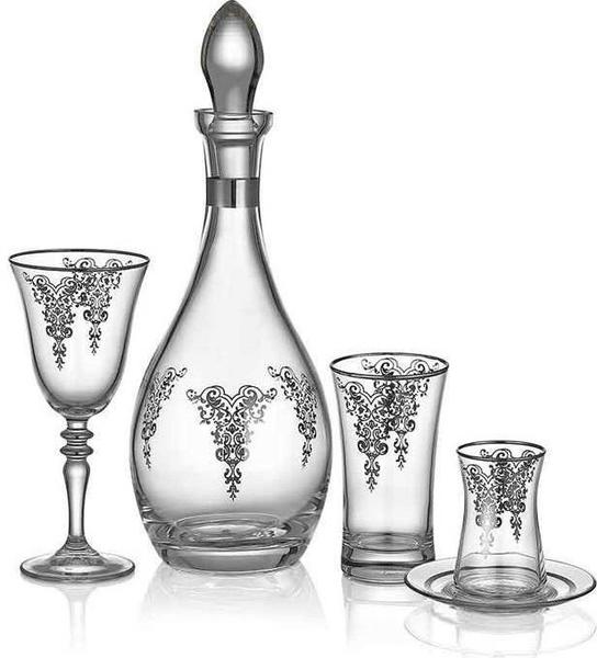 Taç 49 Parça Lyric Blanc Platin Bardak Seti 12 Kişilik | Tac-1682