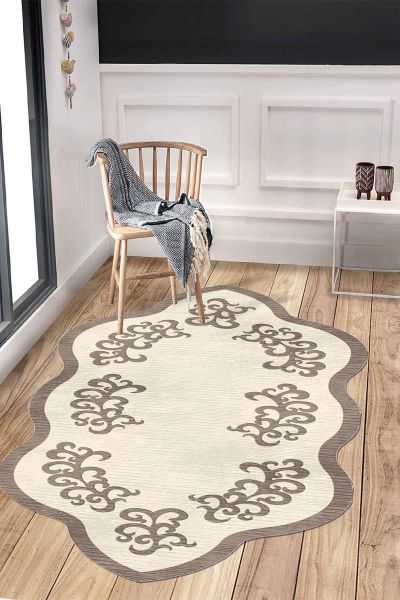 Birkilim Lazer Kesim Yıkanabilir İpeksi Kaymaz Taban Dekoratif Halı | MLN-IP-HT-1436