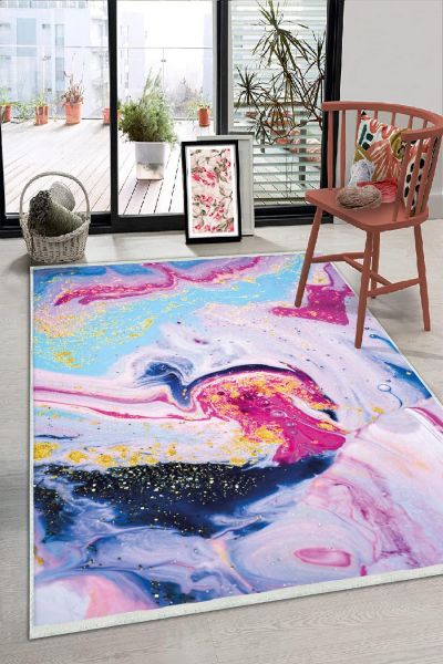 Birkilim Yıkanabilir Dekoratif Halı İpeksi Kaymaz Taban | MLN-IP-HS-247