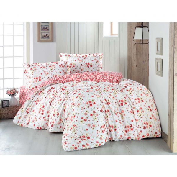 Ensemble de housse de couette simple Ranforce Floyd v1 rouge classique