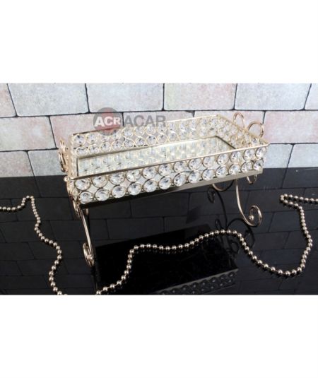 Acar Mutfak | Altın Kristal Ayaklı Tepsi