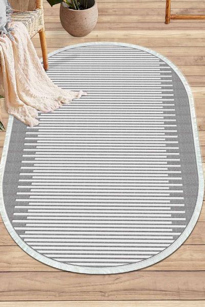 Birkilim Oval Yıkanabilir İpeksi Kaymaz Taban Dekoratif Halı | MLN-IP-O-SD-317