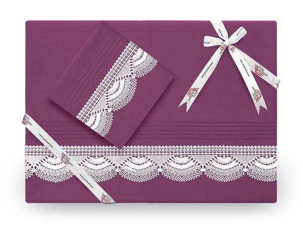 Ensemble de housse de couette en dentelle à l'aiguille côtelée Kula Prune