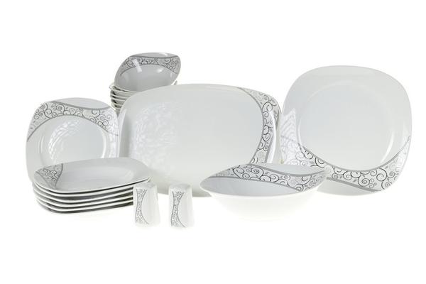 Almina 28 Parça Porselen Yemek Takımı Çiçek Deseni Kare | 6 Kişilik | AL-6415