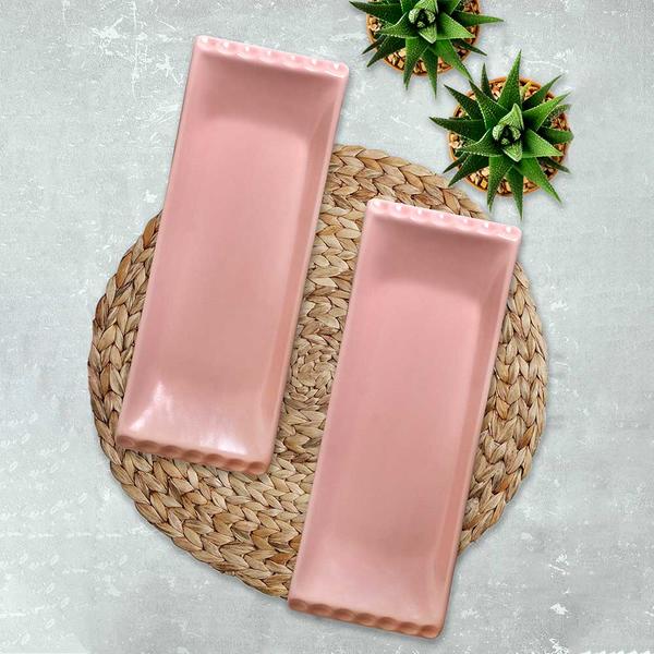 Matte hellrosa Selen Kajakplatte 33 cm 2 Stück | Keramika