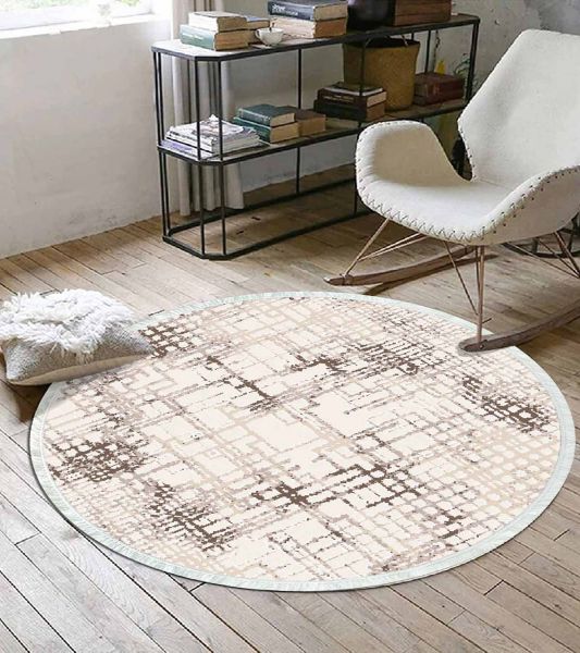 Birkilim Yuvarlak Yıkanabilir Dekoratif Halı İpeksi Kaymaz Taban | MLN-IP-YU-HT-050