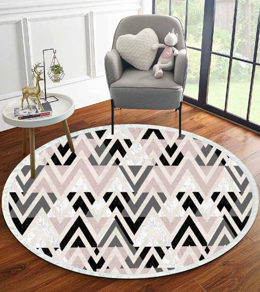 Birkilim Yuvarlak Yıkanabilir Dekoratif Halı İpeksi Kaymaz Taban | MLN-IP-YU-HT-784