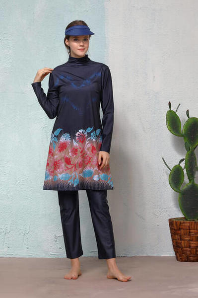 Haşema H-2584-19 Berçem Lacivert Tesettür Mayo