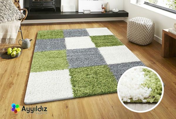 Ayyildiz Life Shaggy Kareli Halı 100% PP Shaggy 30mm 2000gr | Yeşil | 1501Green