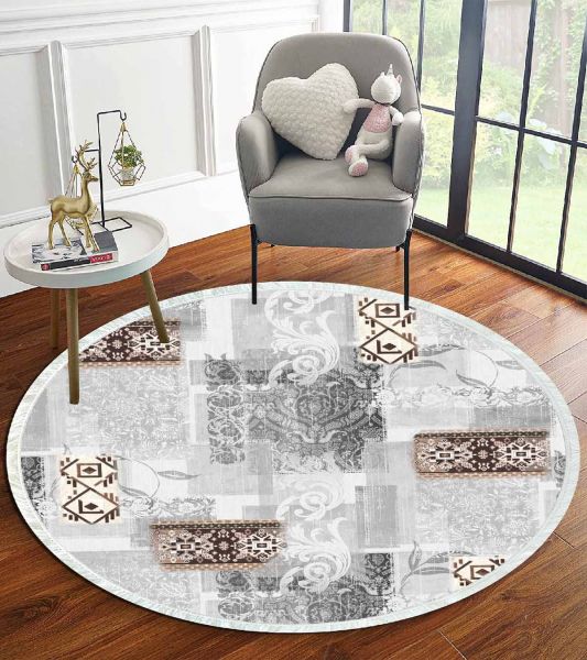 Birkilim Yuvarlak Yıkanabilir Dekoratif Halı İpeksi Kaymaz Taban | MLN-IP-YU-HT-952