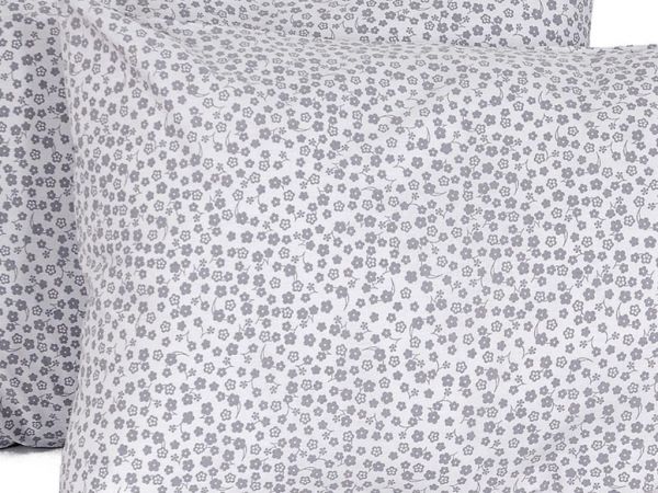 Lot de 2 taies d'oreiller fleuries Gris