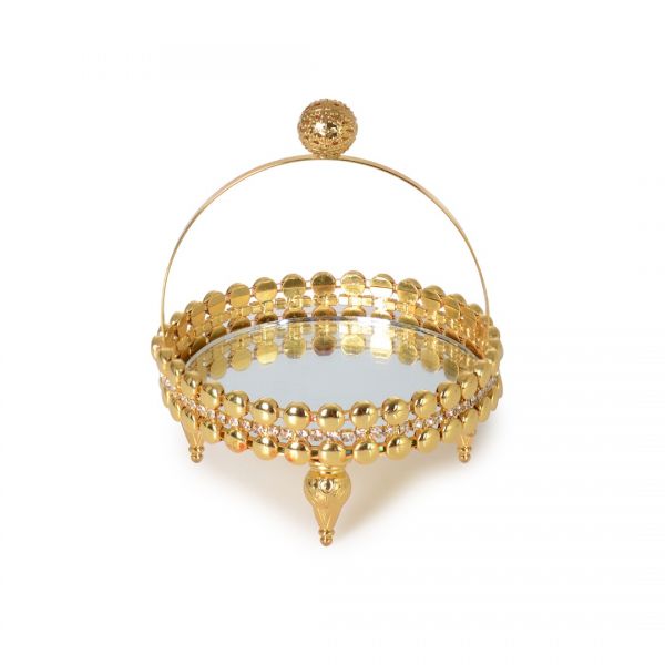 İpek | Taşlı Altın Sepet Lokumluk 10cm