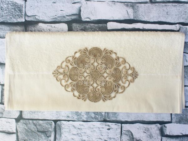 Mitgift Land Nobleman Besticktes Dowery Handtuch Creme