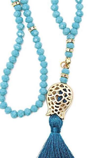 99 Stück Crystal Hajj Umrah Geschenkgebetsperlen mit Tulpenmuster Quaste - 6mm Hellblau-3141