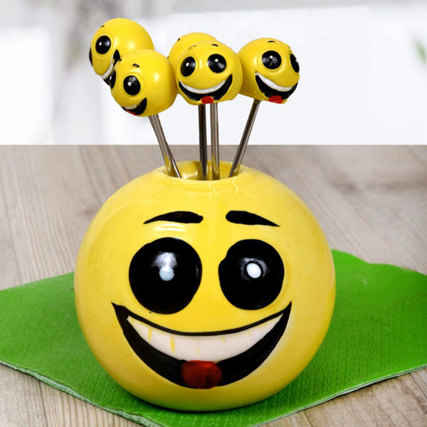 Dil Çıkaran Emoji Zeytin Çatalı 5'li - MFK-0127 | K+