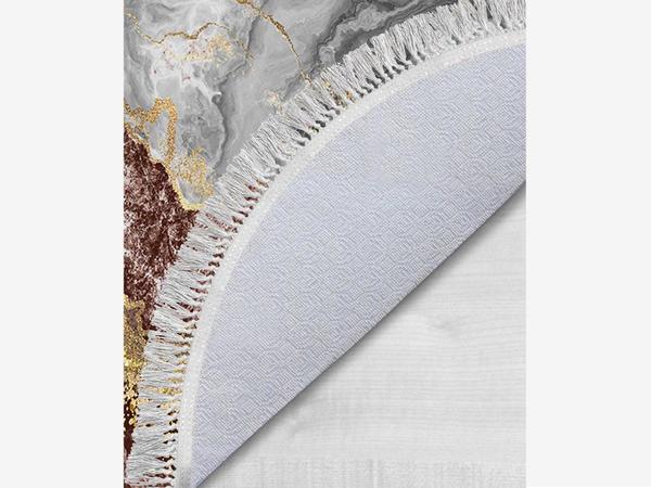 طقم بساط حمام بشراشيب بيضاوية مكون من قطعتين Lava Life بني ذهبي