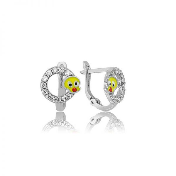 Gümüş Taşlı Tweety Çocuk Küpesi