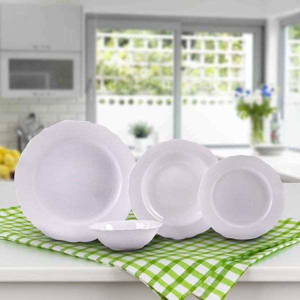 Kütahya LAR Porzellan Ess Set Rund 24 Teilig Weiß für 6 Personen