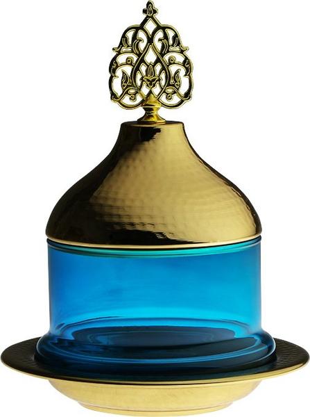 Dekonaz Gümüş Tepsi ve Kapaklı Lokumluk / Şekerlik | Turkuaz | Sek-0005