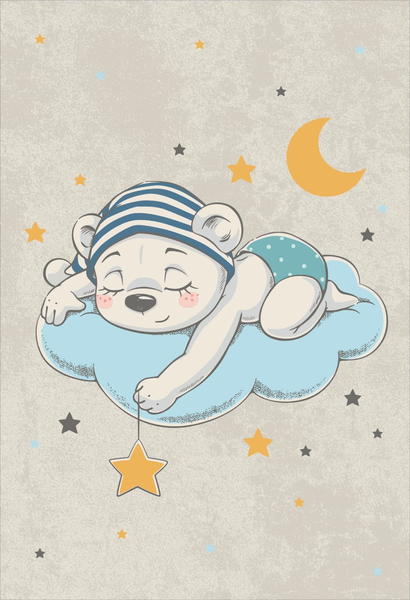 Bayev Çocuk Odası İçin Desenli Halı Küçük Yıldız - 130x190 cm