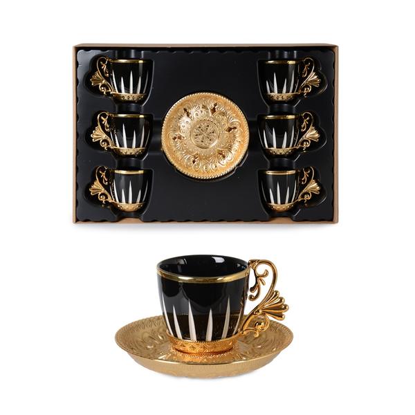 İpek | Taç Desenli Kahve Seti | 12-007-BK6-TAC-11