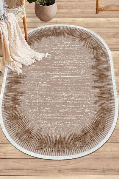 Birkilim Oval Yıkanabilir İpeksi Kaymaz Taban Dekoratif Halı | MLN-IP-O-HY-1322