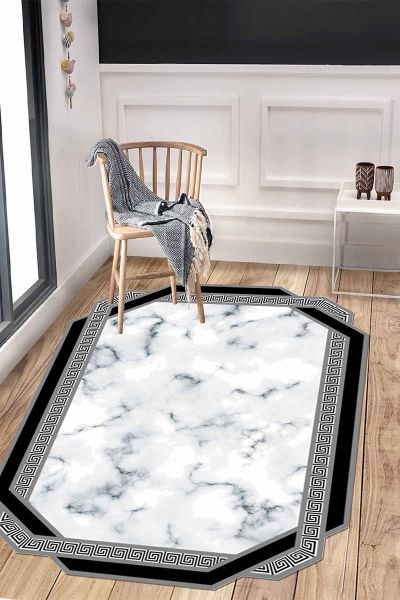 Birkilim Lazer Kesim Yıkanabilir İpeksi Kaymaz Taban Dekoratif Halı | MLN-IP-HT-961