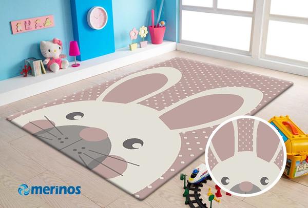 Merinos Pastel Kids Tavşan Desenli Çocuk Odası Halısı | 20341-255-Pink