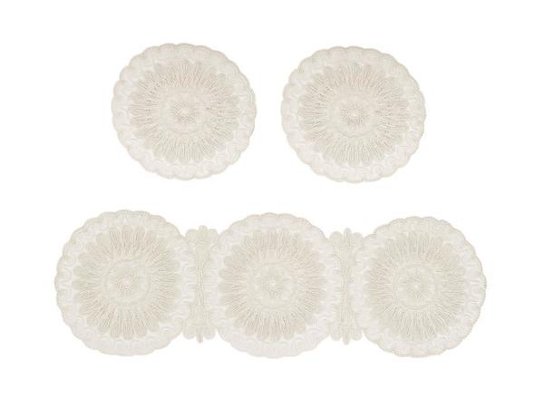 Anglez Corded Luxury Living Room Set كريم