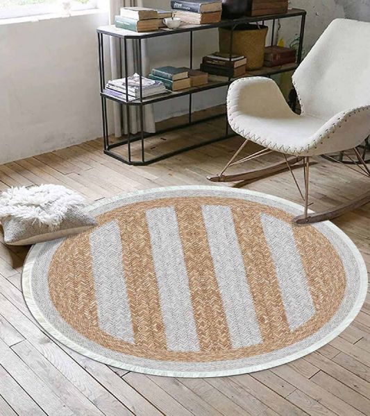 Birkilim Yuvarlak Yıkanabilir Dekoratif Halı İpeksi Kaymaz Taban | MLN-IP-YU-SD-365