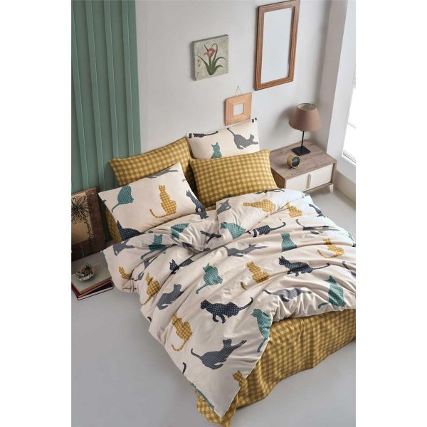 Cottonlife Oliver Nevresim Takımı | Çift Kişilik | Hardal