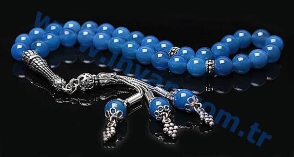 Achat Stein Rosenkranz (925 Sterling Silber)