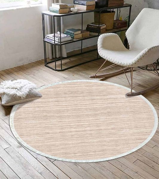 Birkilim Yuvarlak Yıkanabilir Dekoratif Halı İpeksi Kaymaz Taban | MLN-IP-YU-SD-376