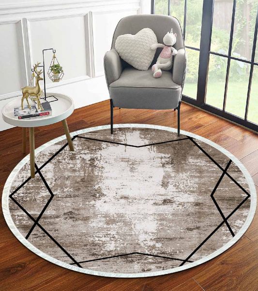 Birkilim Yuvarlak Yıkanabilir Dekoratif Halı İpeksi Kaymaz Taban | MLN-IP-YU-HT-696