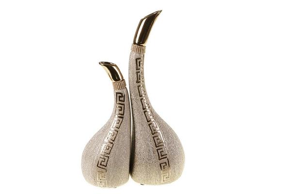 Burcu 2'li Dekoratif Vazo - Altın