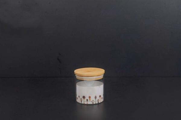 Bayev Bambu Kapak 400 ML Yuvarlak Dökme Kavanoz -400897-