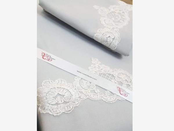 French Guipure Serveella Bettbezug-Set Grau