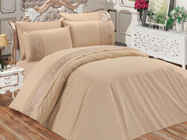 Ensemble de housse de couette Lara à lacets français Cappucino