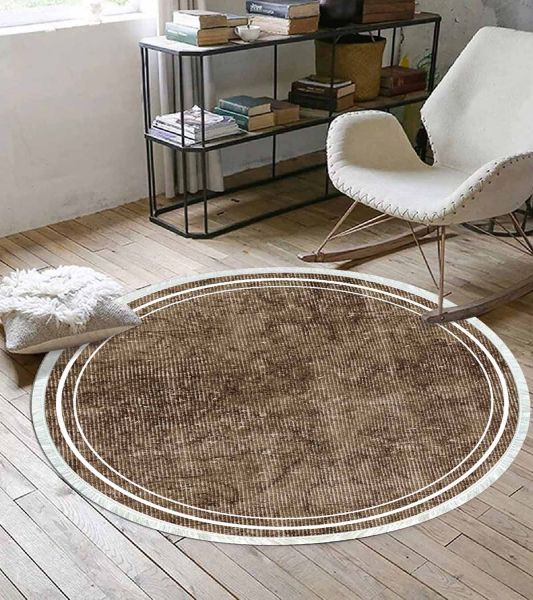 Birkilim Yuvarlak Yıkanabilir Dekoratif Halı İpeksi Kaymaz Taban | MLN-IP-YU-SD-244