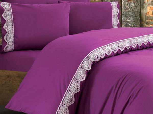 Puka Silver Linens Set Plum