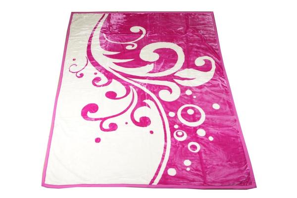 Almina Yün Battaniye Çiçek Desen Pembe 1 Kişilik