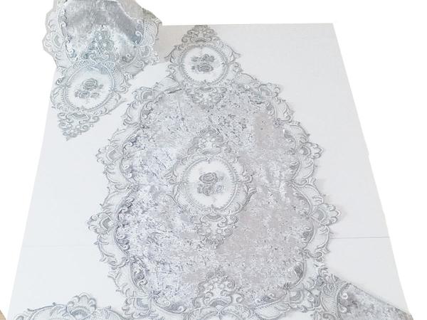 Französisch geschnürt Elite Velvet Wohnzimmer Set 5 Stück grau